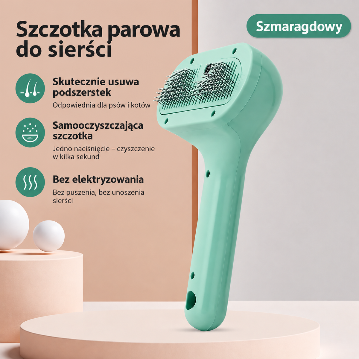 Parowa szczotka do sierści dla zwierząt